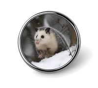 Opossum In Snow Badges Pin, Personalized Exquisite Round Badge, 1 Inch Button Pins for Women And Men, Decorative Metal Round Brooch for Clothing, Backpacks, And Hats