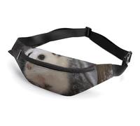 Opossum In Snow Belt Bag, Multifunctional Sports Waist Pouch with Adjustable Strap, Lightweight Casual Waist Pack for Travel Running Cycling Daily Outdoor Activities
