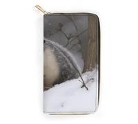 Opossum In Snow Leather Wallet, Bifold Stylish Wallets, Credit Card Holder for Passport Covers, Purse Passport Bag for Men Women