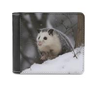 Opossum In Snow Leather Wallet Slim Bifold Wallet Front Pocket Wallets Billfold Coin Purse Credit Card Holder