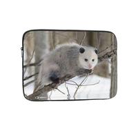 Opossum In Snow Patterned 15 inch computer bag, portable computer storage bag, suitable for business trips and commuting