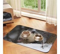 Opossum in Snow Pet Feeding Mat 30x45cm, Absorbent Dog Mat for Food and Water Bowl, PU Leather Cat Food Mat Waterproof Dog Bowl Mats Quick Dry Pet Placemats-No Stains