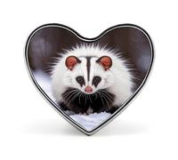 Opossum In Snow Print Button Pin Elegant Heart Lapel Pin Fashion Love Printed Brooch Badge Funny Enamel Pins Brooch Pins Pinback Button Badges for Bag Jacket Clothes Accessories