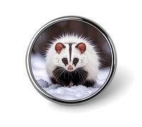 Opossum In Snow Print Button Pin Personalized Metal Lapel Pins Badges Classic Round Brooch Pin Novelty Unique Enamel Pins Cute Funny Pinback Button Badge for Jackets Backpacks Bags Coat