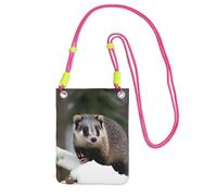 Opossum In Snow Print Print Sling Bag For Men Women, Casual Mini Phone Purses, Anti-Theft Phone Bag, For Hiking Travel