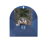 Opossum In Snow Print Printing Notecards With Envelopes,Vertical Love Buckle Blank Pearl Paper Packaging Holiday Greeting