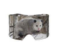 Opossum in Snow Print Sleep Eye Mask with Earmuffs Soft Pressureless Cooling Blackout Eye Covers for Sleeping,Keeps Warm, Shading, Comfortable Aid Strap