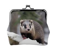 Opossum In Snow print small wallets woman,wallets for women,coin purse for women,small womens wallet,with zipper and kiss lock, Black, One Size, Art Deco