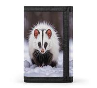 Opossum In Snow Print Trifold Wallet for Men Women Stylish Slim Trifold Wallet Minimalist Front Pocket Outdoor Sports Wallets Large Capacity Cards Purse Coin And Credit Card Holder