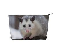 Opossum in Snow Printed Corduroy Makeup Bag for Travel & Daily Use, Stylish Pouch Purse Case Cosmetic Bags Organizer for Women