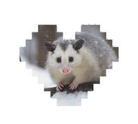 Opossum In Snow Printed Jigsaw Puzzle 10.8x12.8 CM, Heart-Shaped Puzzle Challenging Game for Adults Gifts, Family Fun Decorative Wall Decor