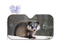 Opossum in Snow Printing Car Windshield Sunshade-Thicken Bubble Block Heat and Sun UV Rays,Front Windshield,Sun Visor