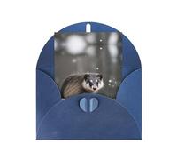 Opossum In Snow Printing Notecards With Envelopes,Vertical Love Buckle Blank Pearl Paper Packaging Holiday Greeting