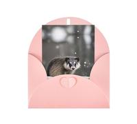 Opossum In Snow Printing Notecards With Envelopes,Vertical Love Buckle Blank Pearl Paper Packaging Holiday Greeting