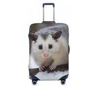 Opossum in Snow Prints Elastic Luggage Cover with Invisible Zippers - Universal Suitcase Protector for Travel, Business Trips, XL(29-32inch Suitcase)