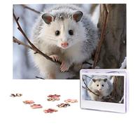 Opossum In Snow Puzzles 1000 Pieces Personalized Jigsaw Puzzles Photos Puzzle for Adults Challenging Picture Puzzle with storage bag Puzzles for Men Women Home Decor (10.2" x 15")