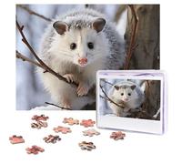 Opossum In Snow Puzzles 500 Pieces Personalized Jigsaw Puzzles with storage bag Photos Puzzle for Adults Challenging Picture Puzzle for Men Women Home Decor (52x38 CM)
