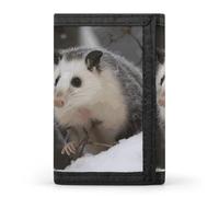 Opossum In Snow Trifold Wallet Polyester Casual Wallets Portable Stylish Coin Purse for Men And Women