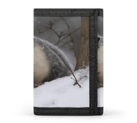 Opossum In Snow Wallet for Men Slim Minimalist Trifold Wallet with ID Window And Credit Card Holder