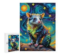 Opossum in Starry Night Hobby Jigsaw Puzzle for Adults, 500 PCS, An Engaging Indoor Activity for Quiet Evenings, for Indoor Play