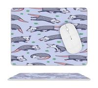Opossum Leather Mouse Pad Waterproof Computer Mouse Mat Non-Slip Gaming Mousepad Cute Square Mouse Pad for Computers Laptop Gaming Office Home 8" X 10