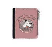 (Opossum Live Laugh Love_303) PU Wallet Compact Bifold with Zipper & Multiple Card Coins Slots Black Stylish Durable Graphic Design Print for Men Women Kids Christmas Gift