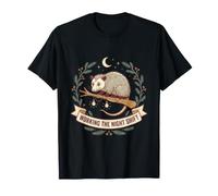 Opossum Night Shift Worker Tired Possum Crescent Moon Badge T-Shirt