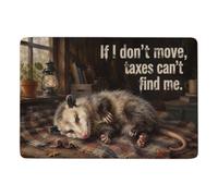 Opossum Playing Dead Tax Humor Short Pile Rug 150 x 100 cm, Soft Non Slip | Practical housewarming gift: non slip bedroom rug with clear heat transfer print; for bedside and sofa areas