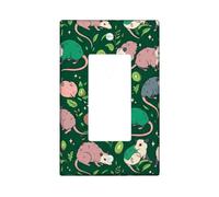 Opossum Single Rocker Light Switch Cover, Nature Playful Leaf Kiwi Spring Green Plastic Standard Size Decorative Wall Plates for Home Living Room Bedroom Bathroom Decor