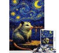Opossum Starry Night Puzzles for Adults 1000 Pieces Birthday Gifts Wall Art Home Decoration Toys for And from 14 Years And over size 38x52cm