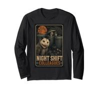 Opossum Trash Can Skeleton Night Shift Halloween Long Sleeve T-Shirt