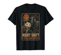 Opossum Trash Can Skeleton Night Shift Halloween T-Shirt