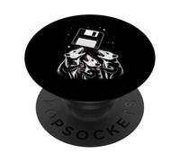 Opossum Worship Retro Floppy Disk Stars Night PopSockets Adhesive PopGrip