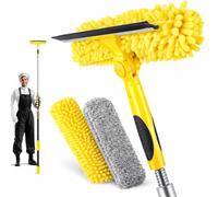 Opow 284'' Window Squeegee with Telescoping Extension Pole, 2 in 1 Shower Cleaning with Telescopic Pole, Extension Washing Tool with Rotating Head for Indoor/Outdoor High Window Glass