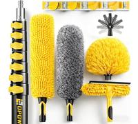 Opow 36 Foot High Ceiling Duster Kit with 7-30ft Heavy Duty Aluminum Extension Pole, Microfiber Feather Duster, Cobweb Duster, Window Squeegee & Cleaner