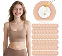 OPOX 54PCS Castor Oil Patches, Castor Oil Pack Wrap Organic Cotton, Suitable for The Navel Disposable Self Patch, Bottom & Sides are Leak-Proof, Breathable & Portable, No Wash - Khaki