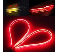 OPP ULITE 2PCS Running & Turn Signal LED Strip Lights 12V, 24Inch Dual Color Red Amber Sequential Switchback LED Rear Tail Brake Light Strip, Flexible Waterproof LED Stop Light Strip for Car
