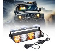 OPP ULITE Emergency Flashing Dash Strobe Lights for Vehicles, 24pcs Led, 26 Flash Mode, Memory Function,Front/Rear Windshield Strobe Light Bar with Cigarette Plug, Suction Cups (White Amber)