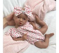 Oppaionaho 18 Inch Reborn Baby Dolls Silicone Full Body African American Black Girl, Lifelike Newborn Baby Doll Handmade Painted Reborn Babies for Kids