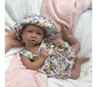 Oppaionaho 18 Inch Reborn Baby Dolls Silicone Full Body African American Black Girl, Lifelike Unpainted Newborn Baby DIY Blank Doll