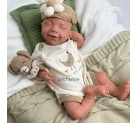 Oppaionaho 18" Realistic Newborn Silicone Baby Doll Weighted 5.9 Lbs, 3D Painted Reborn Dolls That Look Real Sleeping Girl - Tan