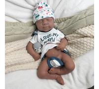 Oppaionaho 19 Inch Pascale Boy Full Body Silicone Baby Doll African American Realistic Reborn Dolls, Lifelike Sleeping Unpainted Newborn Infant DIY Blank Doll