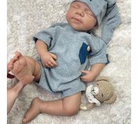 Oppaionaho 19 Inch Pascale Girl Full Body Silicone Baby Doll African American Realistic Reborn Dolls, Lifelike Sleeping Black Newborn Baby Doll 3D Painted for Kids