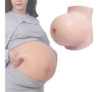 Oppaionaho Fake Pregnant Belly for 3-10Months, Silicone Fake Pregnant Belly of Twins Bump, Lightweight Fake Pregnancy Belly Cotton Filling (Color#02, L(8-10 Month))