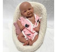 Oppaionaho Full Body Silicone Reborn Baby Dolls African American Black Girl, 17 inch Realistic Newborn Handmade Painted Doll for Children Gift (Girl E)