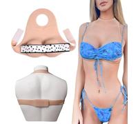 Oppaionaho Halter Neck Silicone Breast Forms Super Breathable Fake Boobs Silicone Breastplat Transgender Cosplay (#03, C cup Silicone)