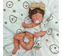 Oppaionaho Realistic 19 inch Girl/Boy Open Mouth Full Silicone Reborn Baby Doll with Rooted Hair Soft Newborn That Look Real Sleeping Babies (girl)