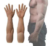 Oppaionaho Realistic Silicone Muscle Male Gloves Prosthesis Hands Sleeve Artificial Arm Cover Scar for Cosplay (#1)