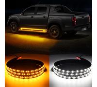 OPPBUY 2PCS 70 Inch LED Running Board Light 12V LED Side Marker Light with Sequential Amber Turn Signal Light &White Courtesy Light,216 LEDs Running Board Strip Light for Trucks Cars Vehicle
