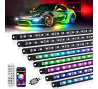 OPPBUY 8PCS Led Underglow Light for Car,Dream Color Chasing Underglow Light Kit with APP&Remote Control,Waterproof Aluminum Exterior Underbody Multicolor Music Sync Neon Accent Lights-2 Year Warranty